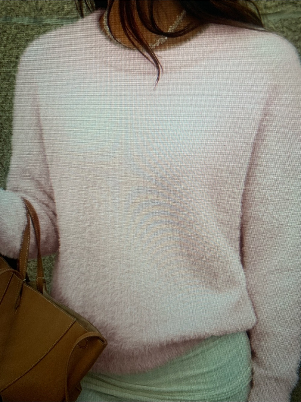 Soft Crewneck Pink Fuzzy Sweater - Women’s Like Cotton